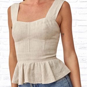 NWT Reformation Jessy Oatmeal Linen Top